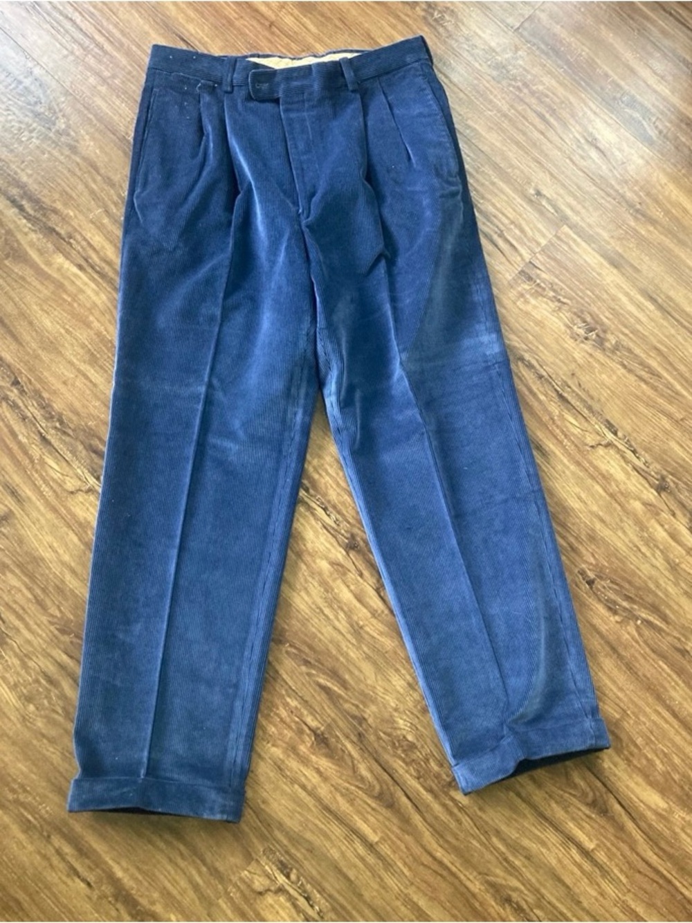 Bernard Zins Corduroy Dress Pants Deep Blue Classic Tailored Fit Men’s Size 36